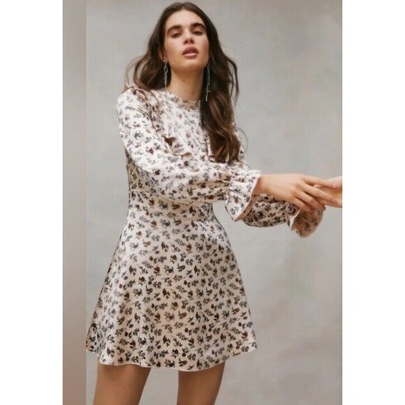 Laura Ashley Dresses & Skirts - Laura Ashley X Urban Outfitters XL Satin Dress Ruffle Floral Prairie Victorian